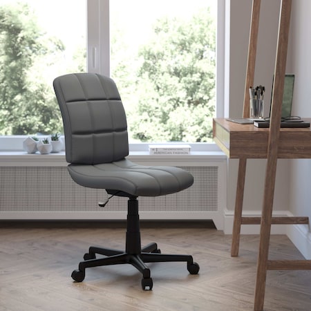 Flash Furniture Mid-Back Gray Quilted Vinyl Swivel Task Office Chair GO-1691-1-GY-GG